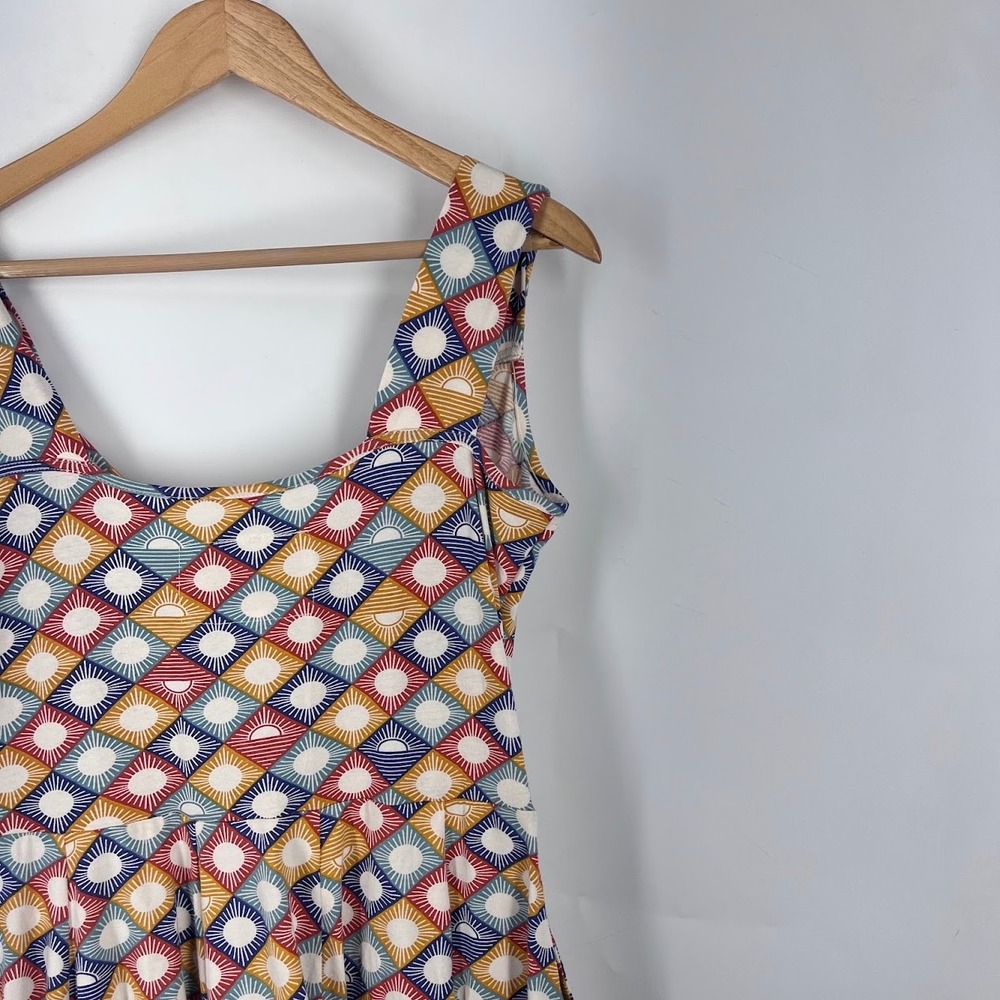 Effie's Heart Womens Geometric Sunburst Fit and Flare Dress Multicolor Large - Picture 6 of 13